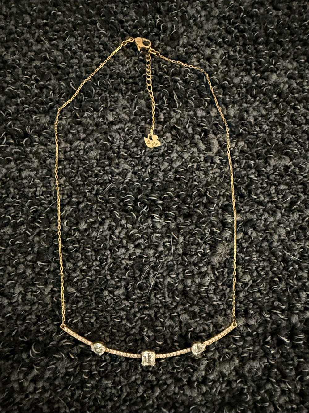 Swarovski Gold-Tone Necklace with Three Clear Crystals